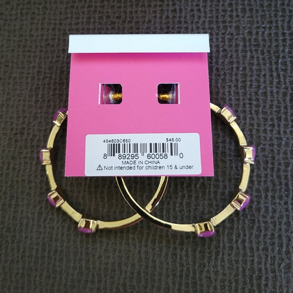 Betsey Johnson Faceted Lilac Heart💜 Hoop Earrings - Picture 16 of 16